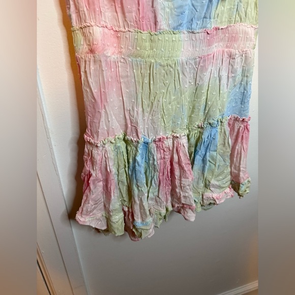 Skylar + Madison Pastel Watercolor Swiss Dot Smocked Mini Dress - Picture 6 of 7